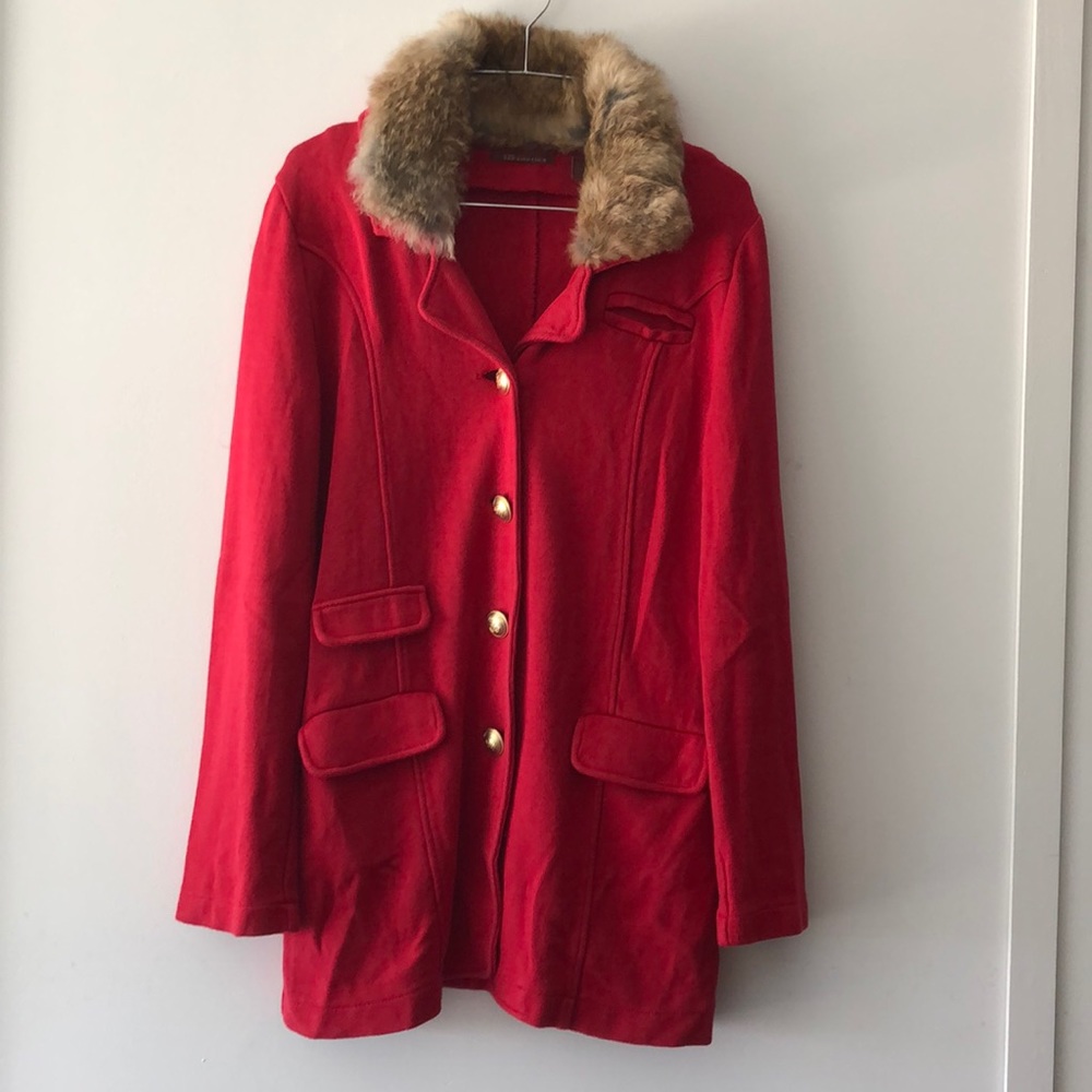 Anthropologie 525 America Red Fur Collar Jacket!